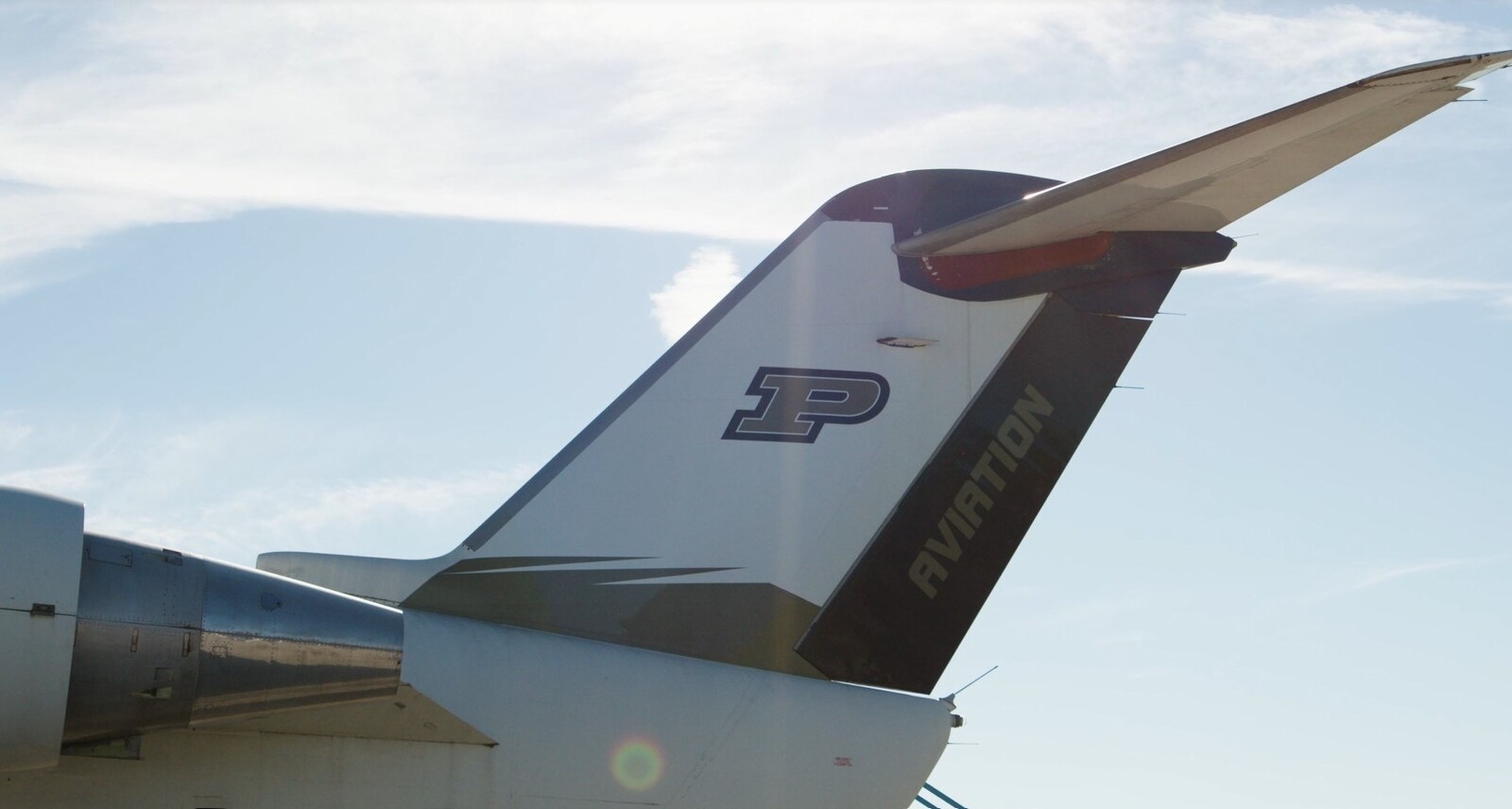 Tail of an airplane.