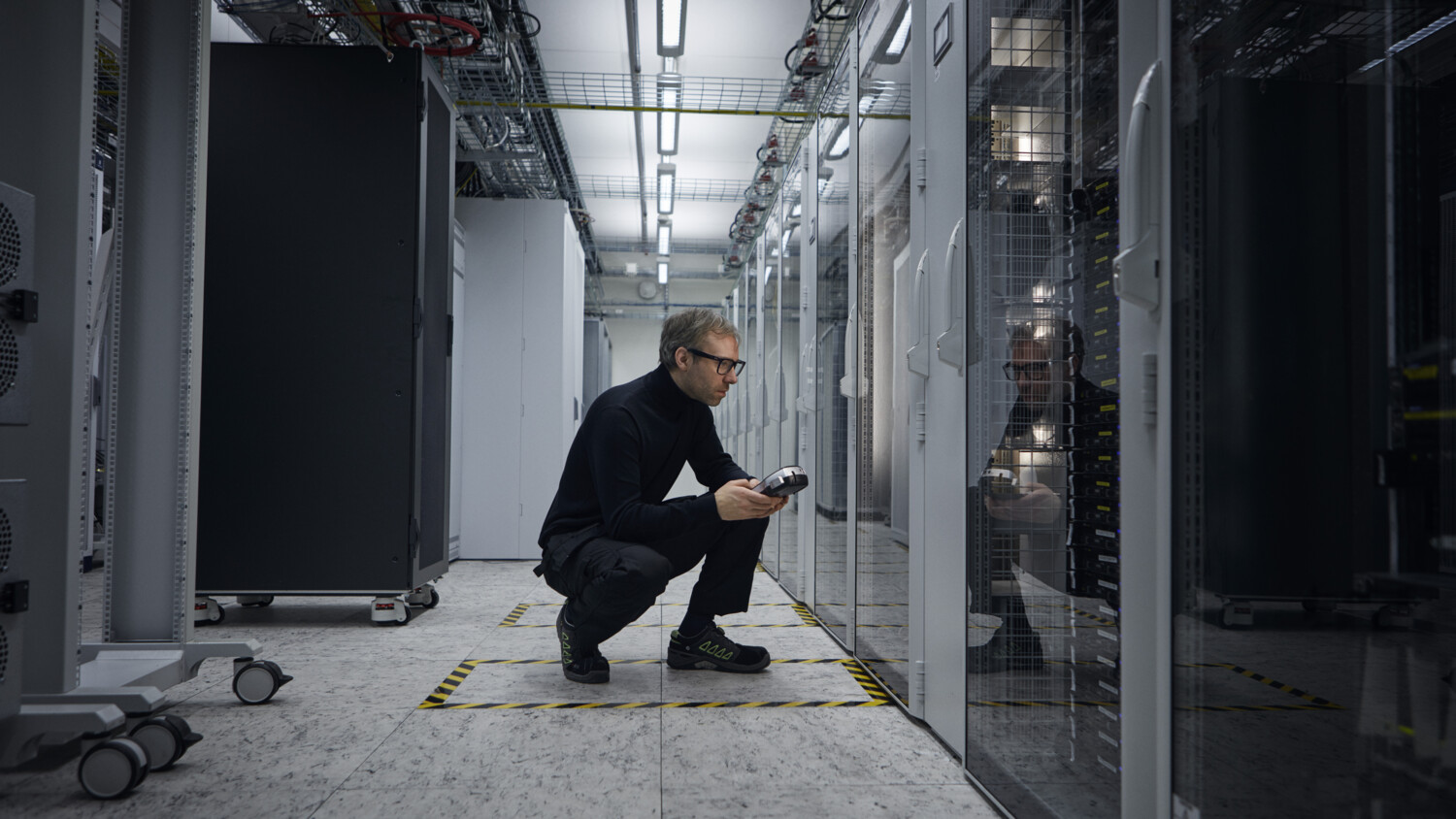 Man in server room