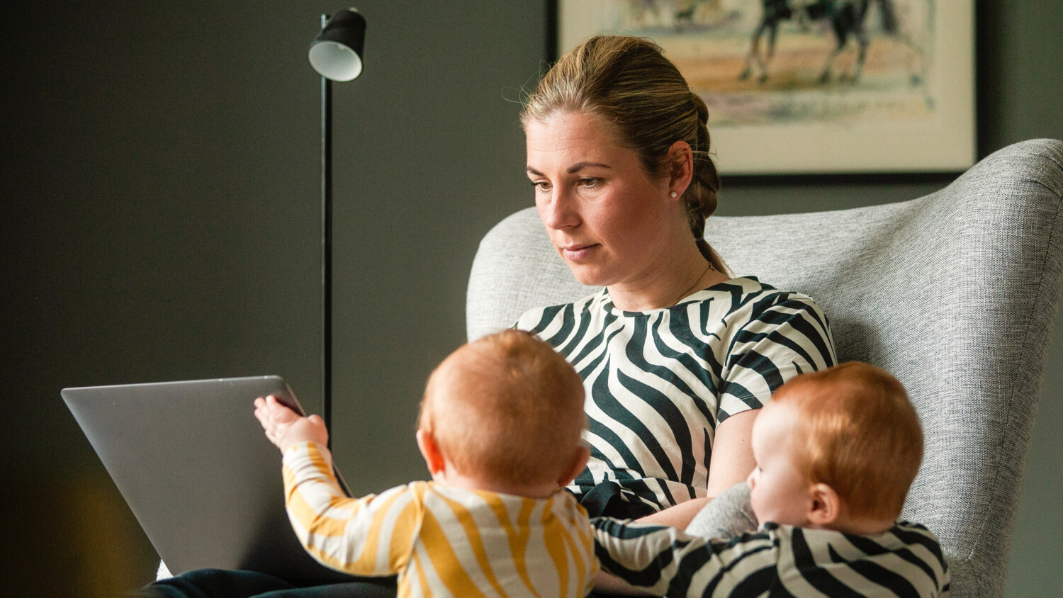 Woman working from home.