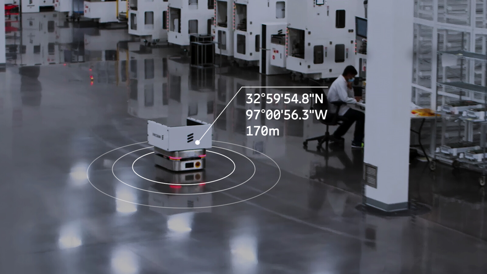 Location services being used in a factory.