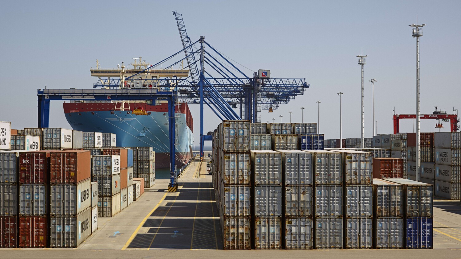 Containers in a port.