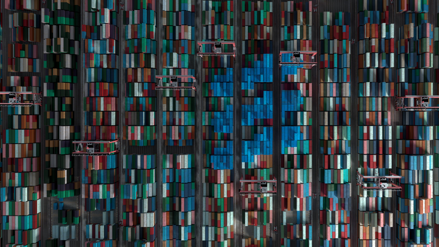 Aerial view of containers.