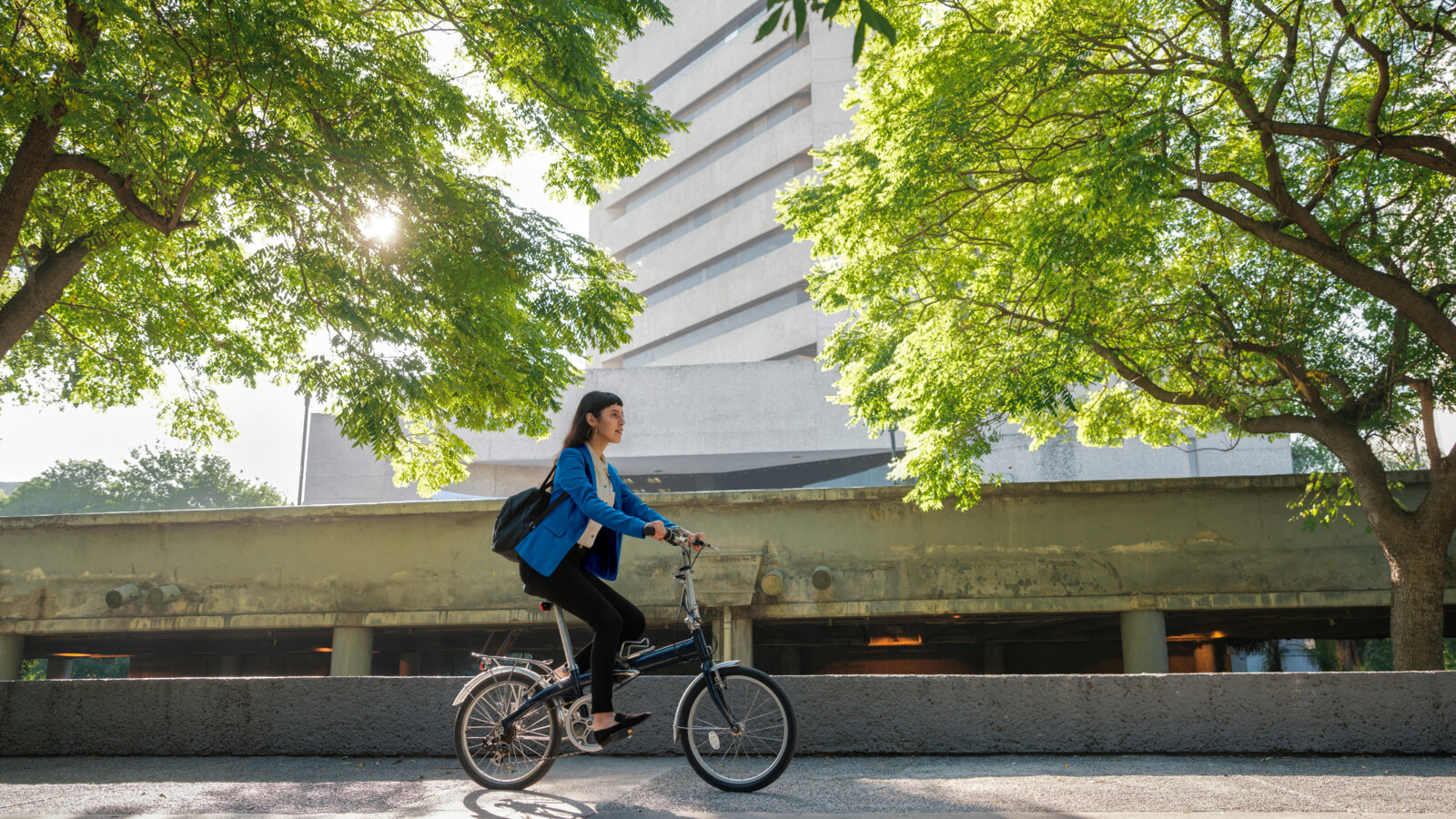 Lady travelling by bi-cycle
