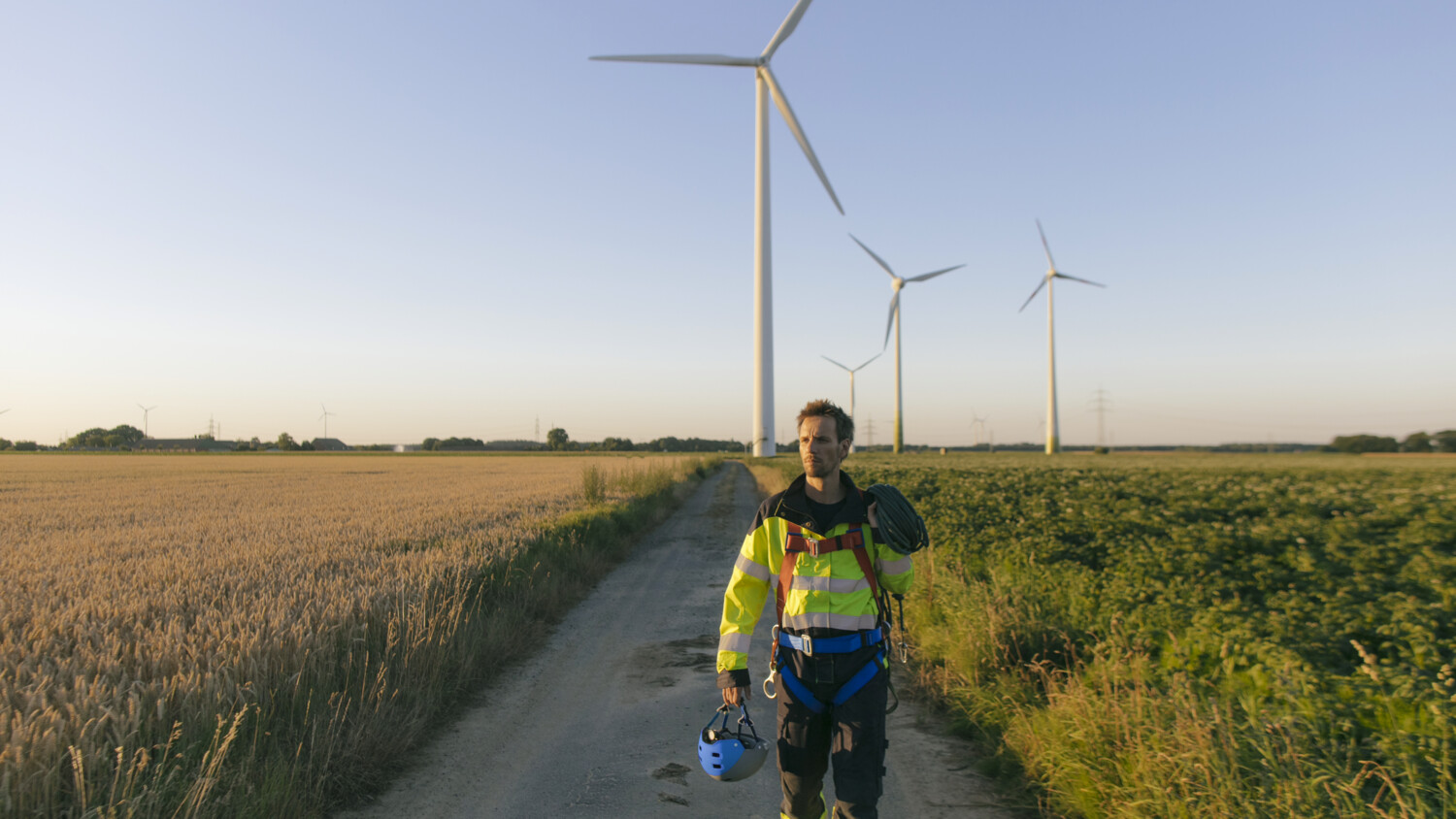 Power utilities Technician on wind farm.