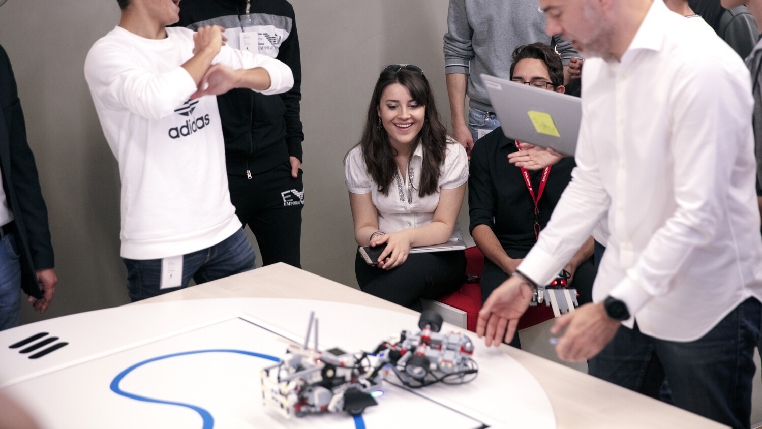 Instructor showing an RC robot