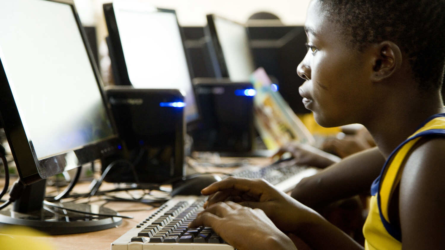 Students using computers