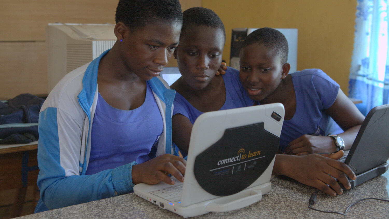 Students using computers