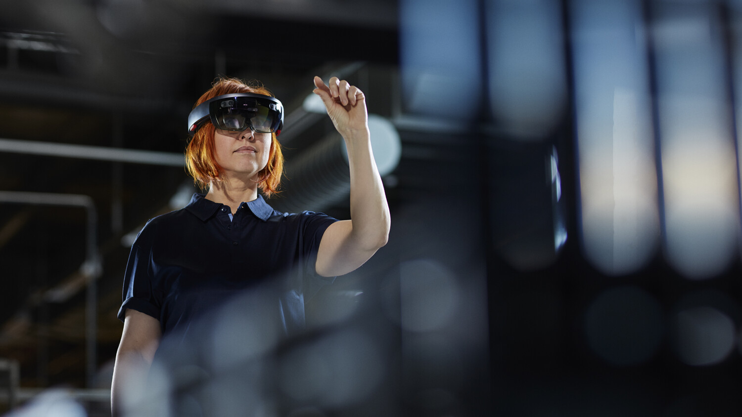 Woman with AR glasses