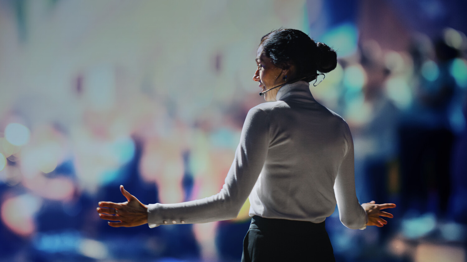 Woman holding presentation