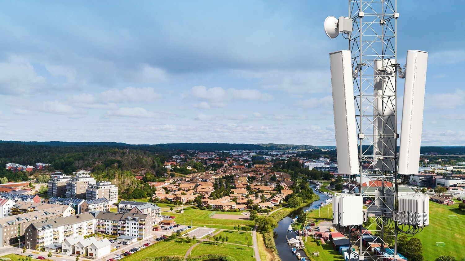 Radio and antenna in Europe landscape