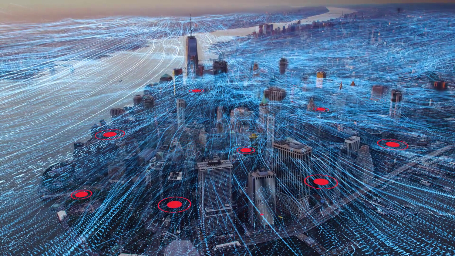 Radio wave visualization over city