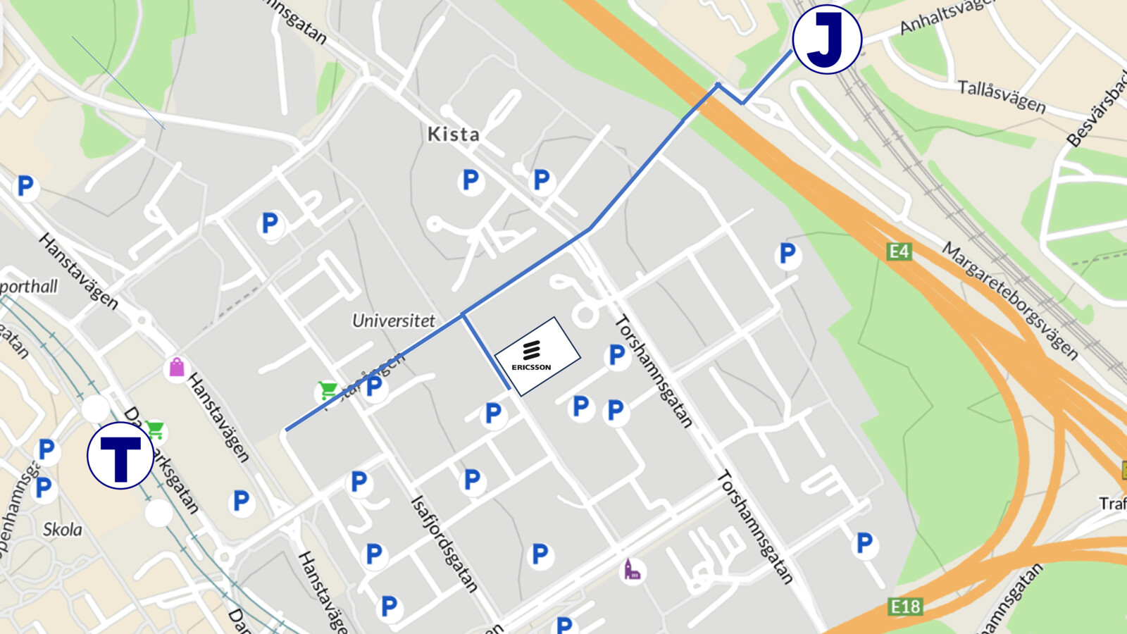 Kista map - Ericsson Studio location, Grönlandsgatan 8. 