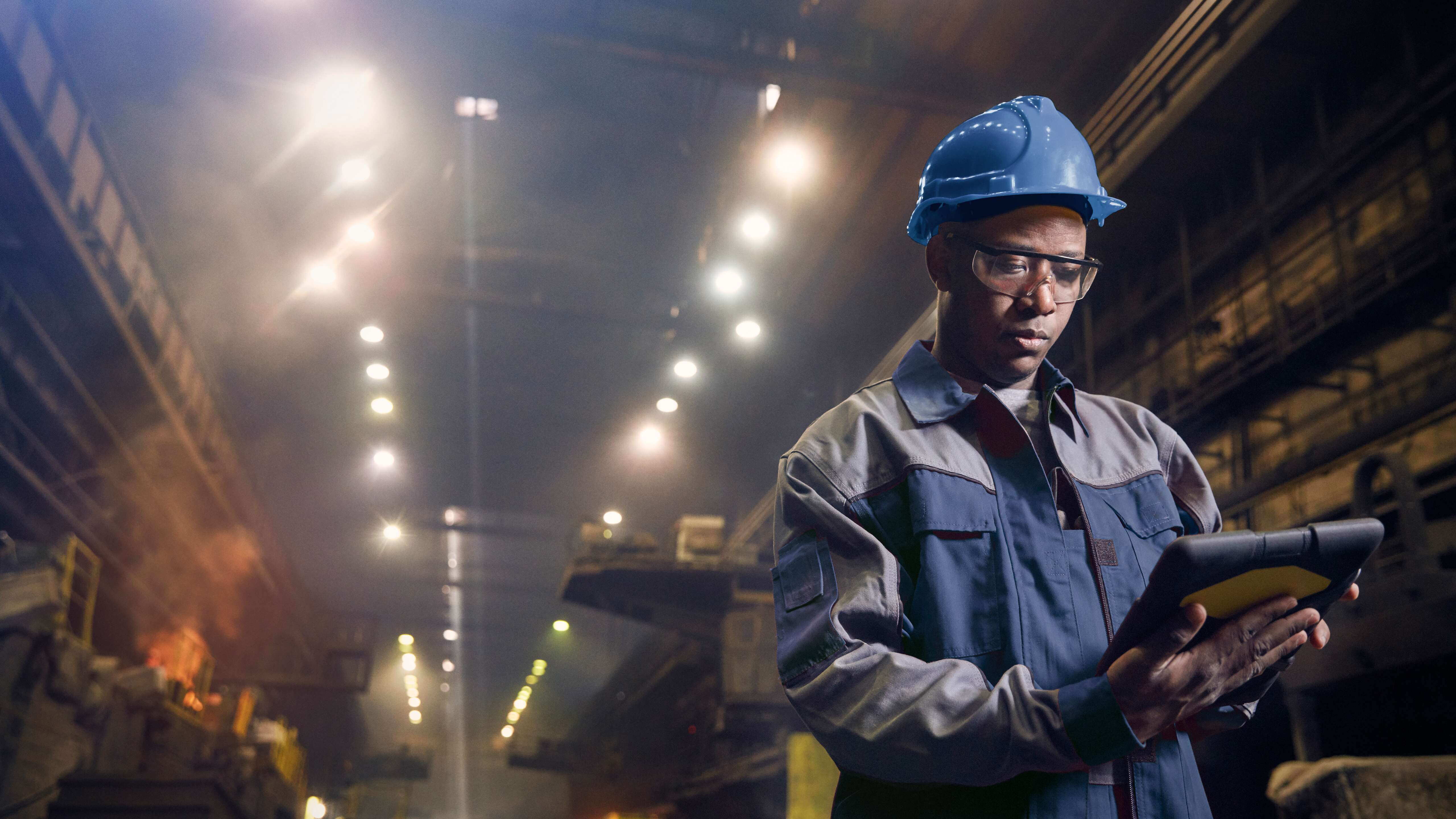 a worker working with tablet