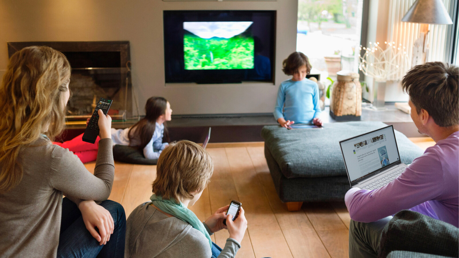 Family with several electronic devices