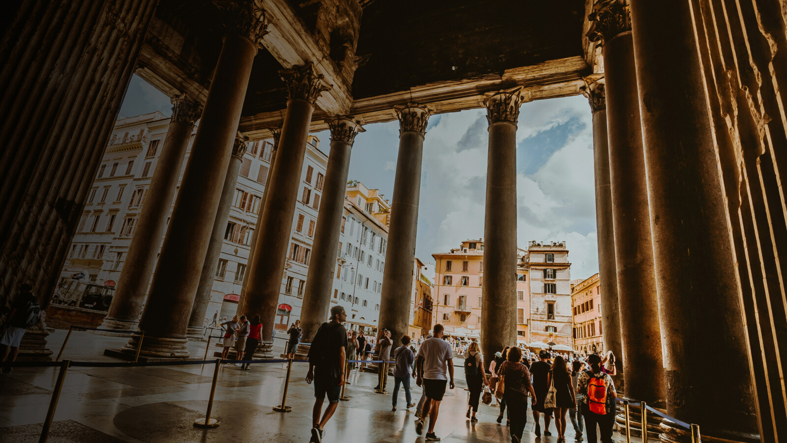People walking inside the Pantheon, Rome