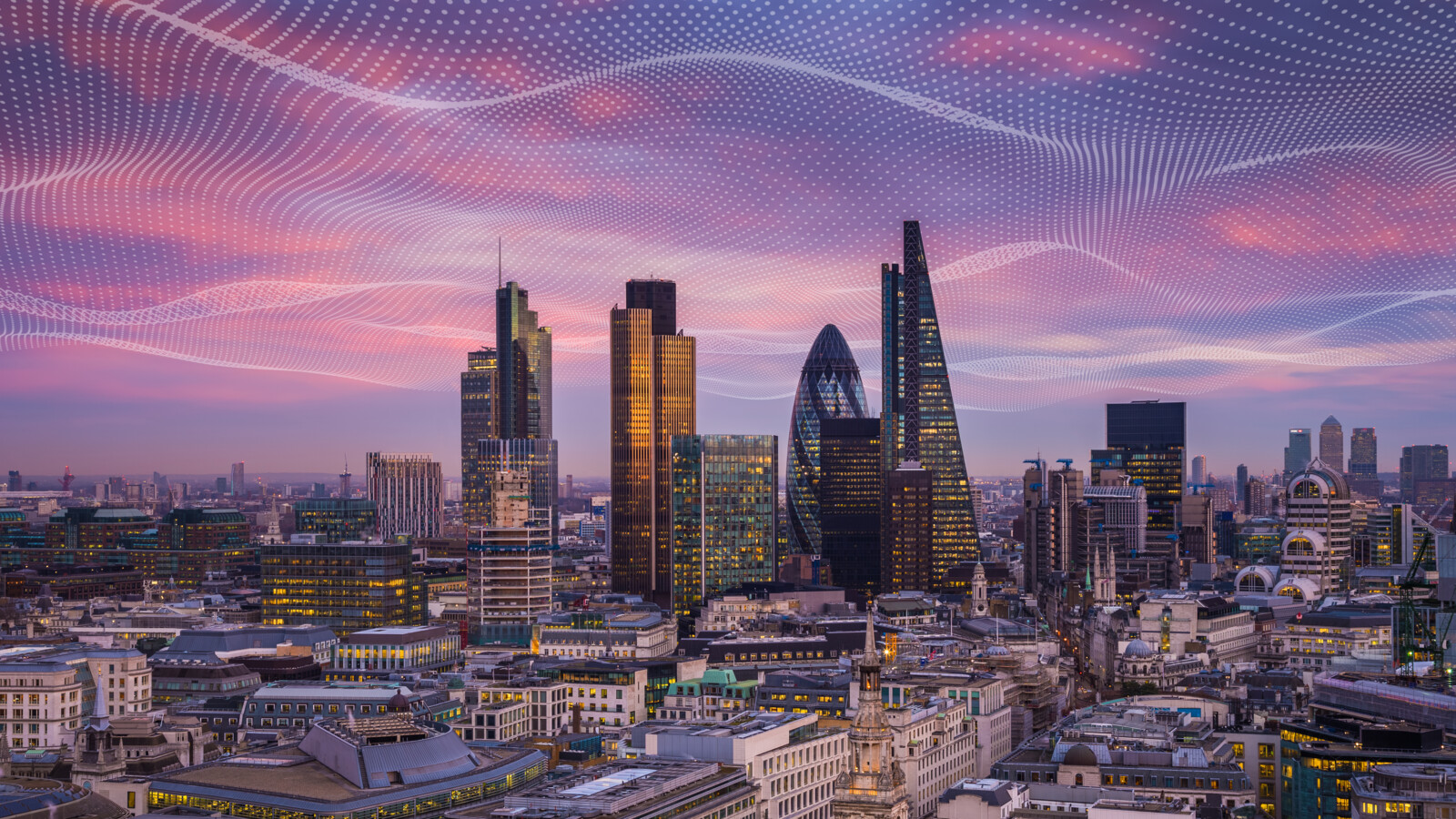 Voyager purple 2 cityscape