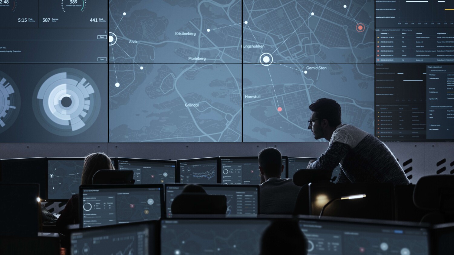 NOC screen with people.