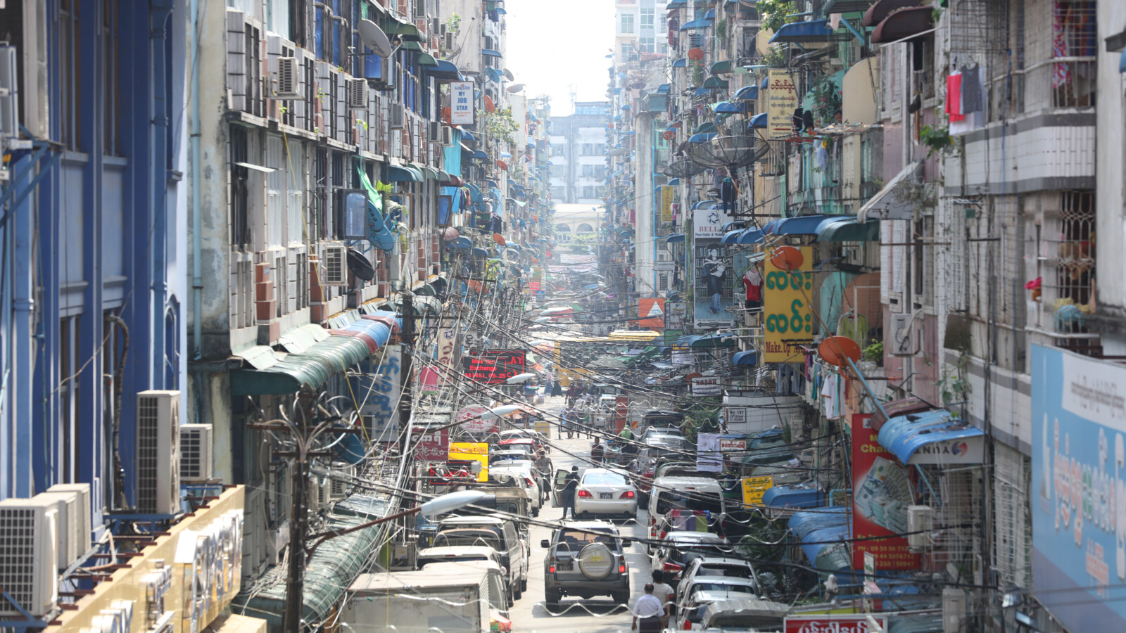Busy street with cars Asia.
