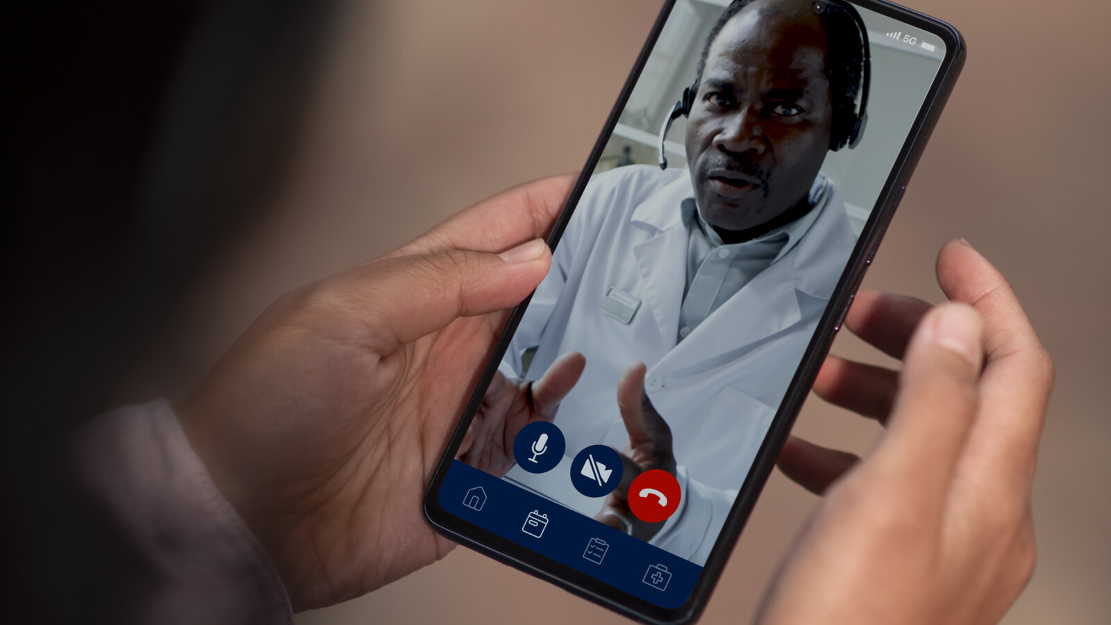 A remote doctor's appointment using network APIs.