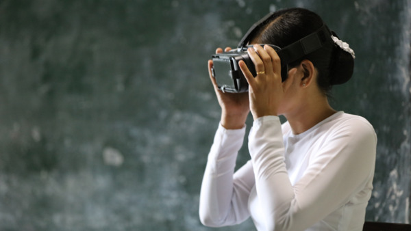 Young woman with VR headset