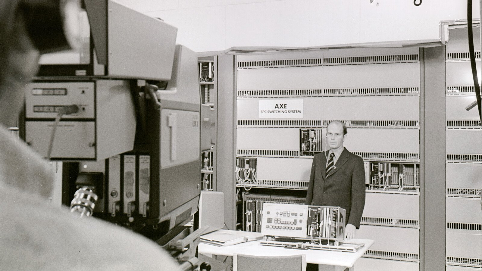 LM Ericsson's 100th anniversary is celebrated. TV broadcast, AXE exchange 1976.