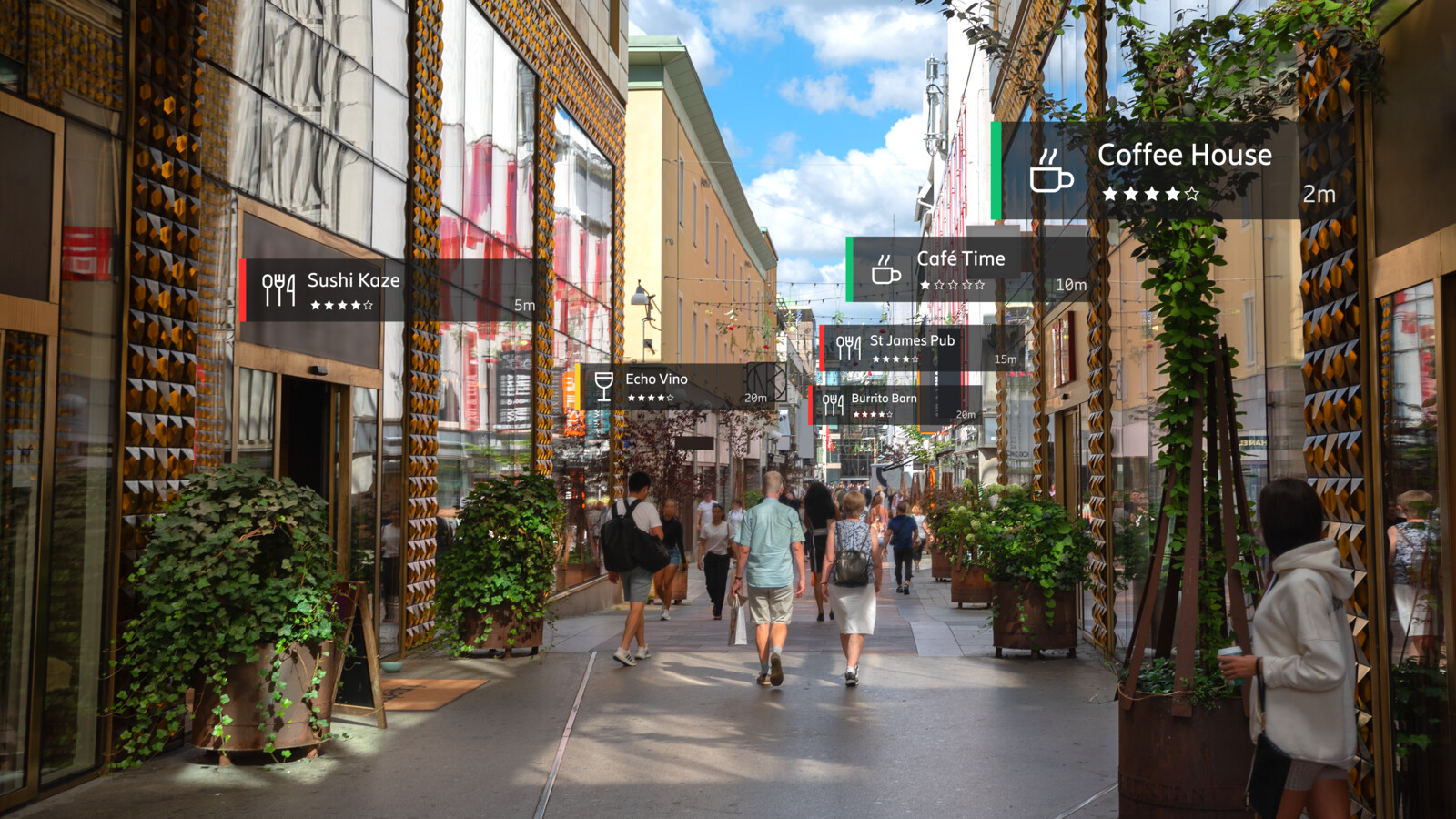 AR enhanced street view with advertisement.