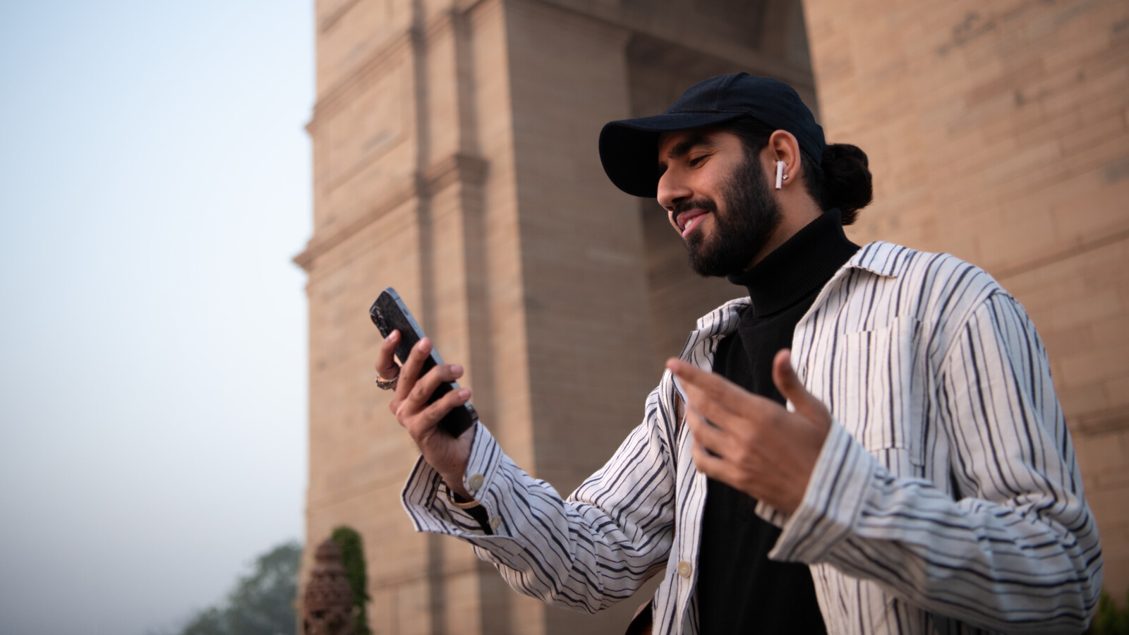 Man talking on a video call
