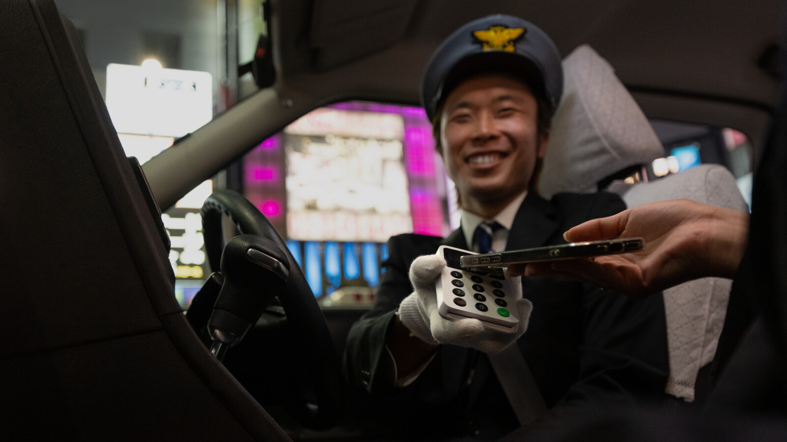 Mobile payment in taxi.