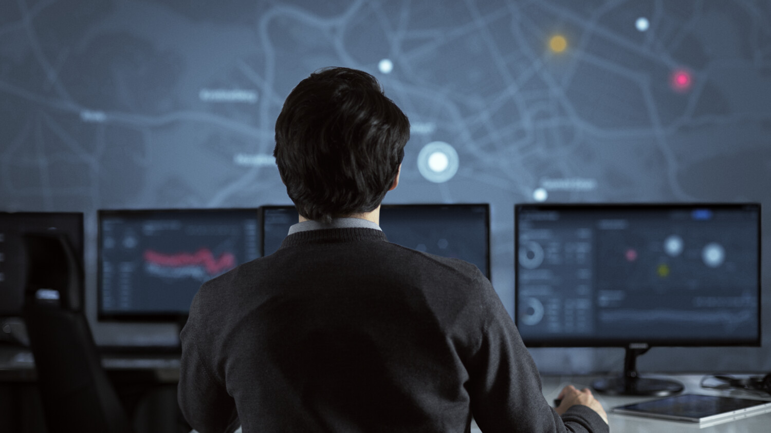 Man working in screen