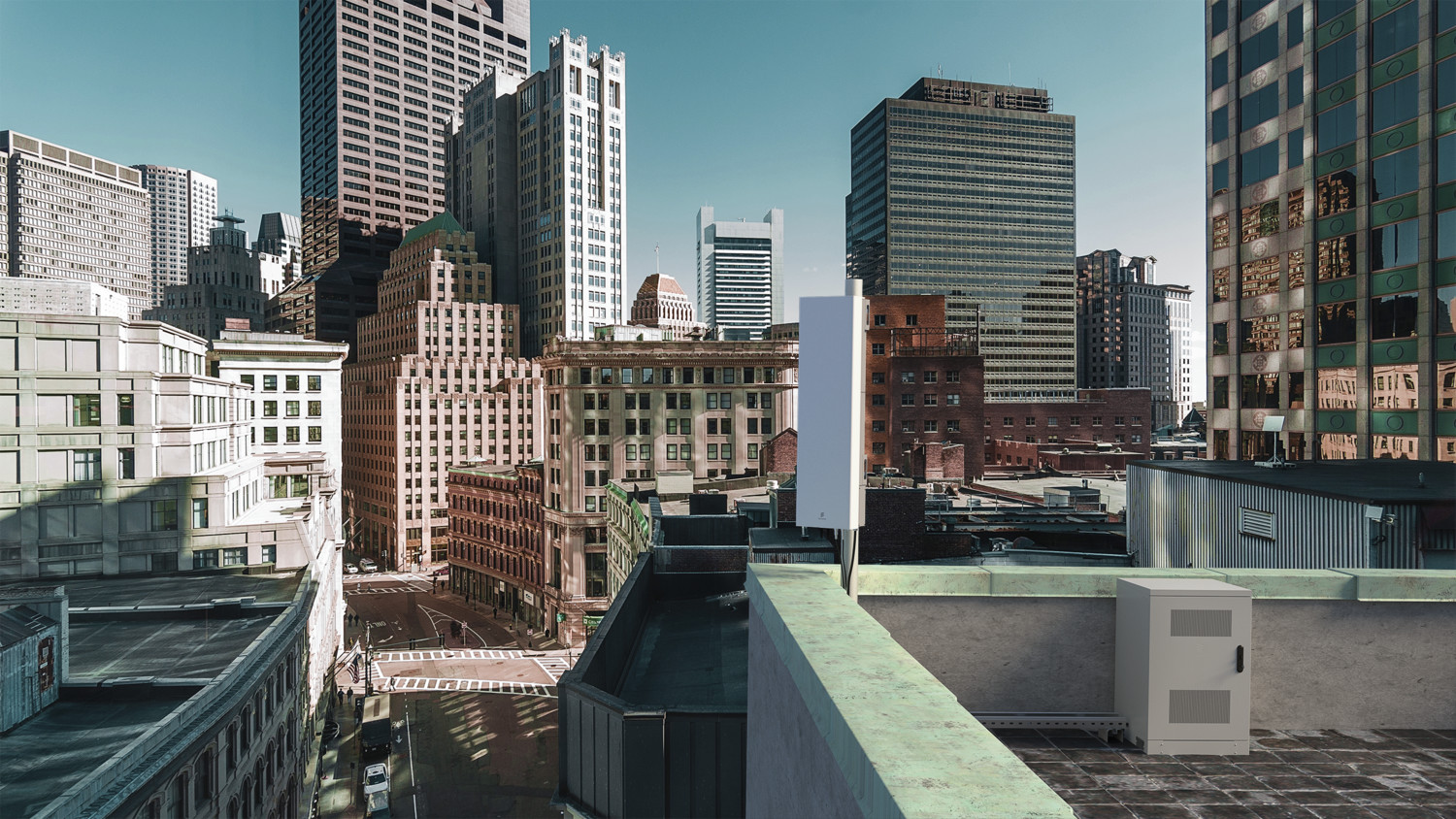 Radio network antenna mounted on roof top