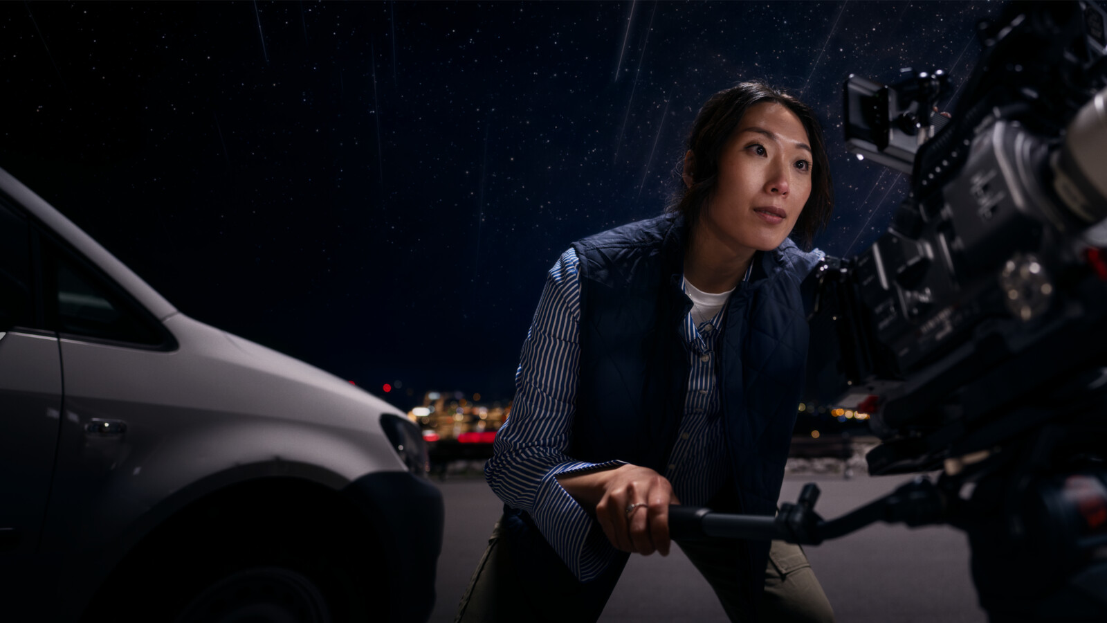 Lady shooting with camera