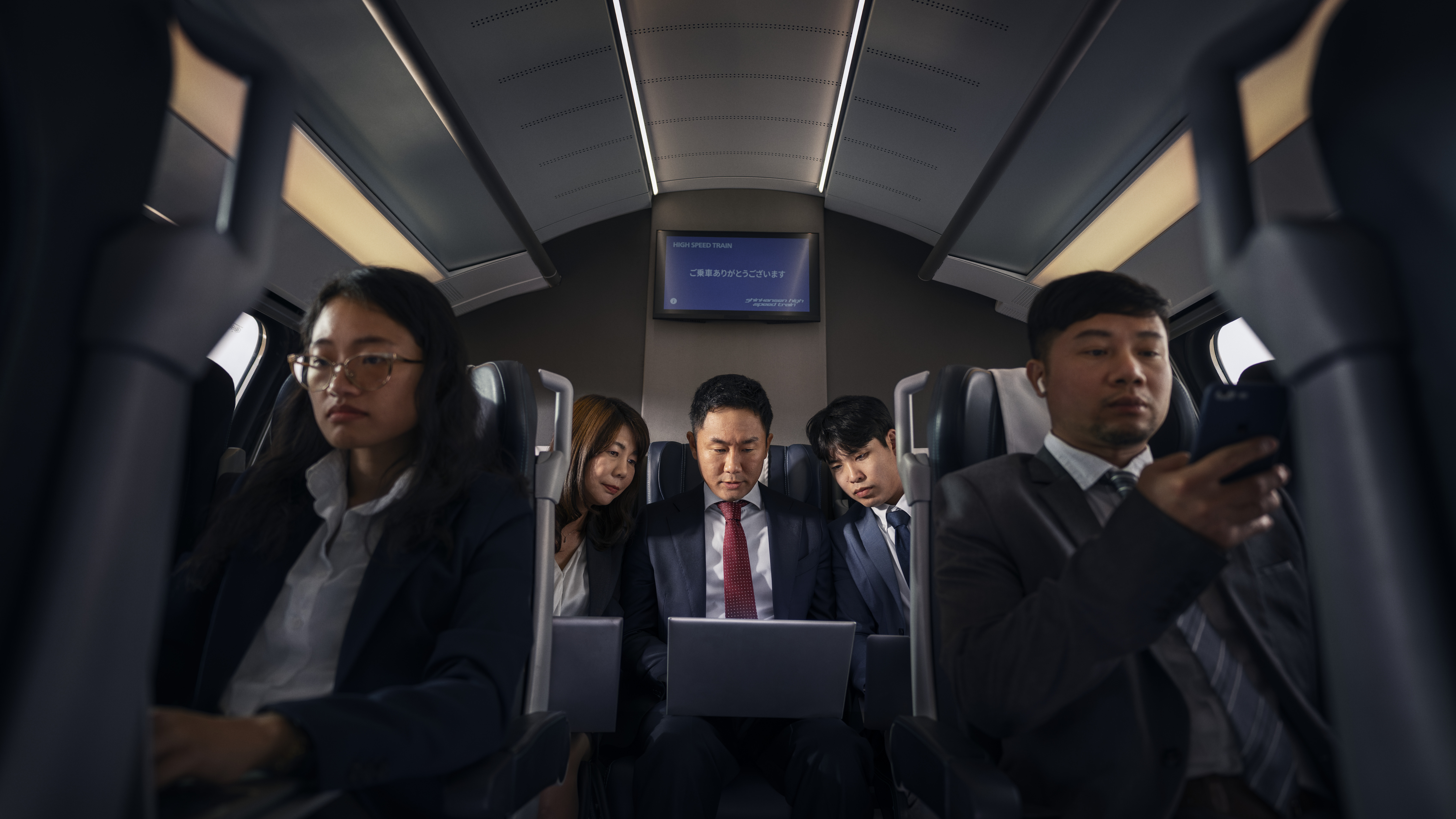 Executive on a plane