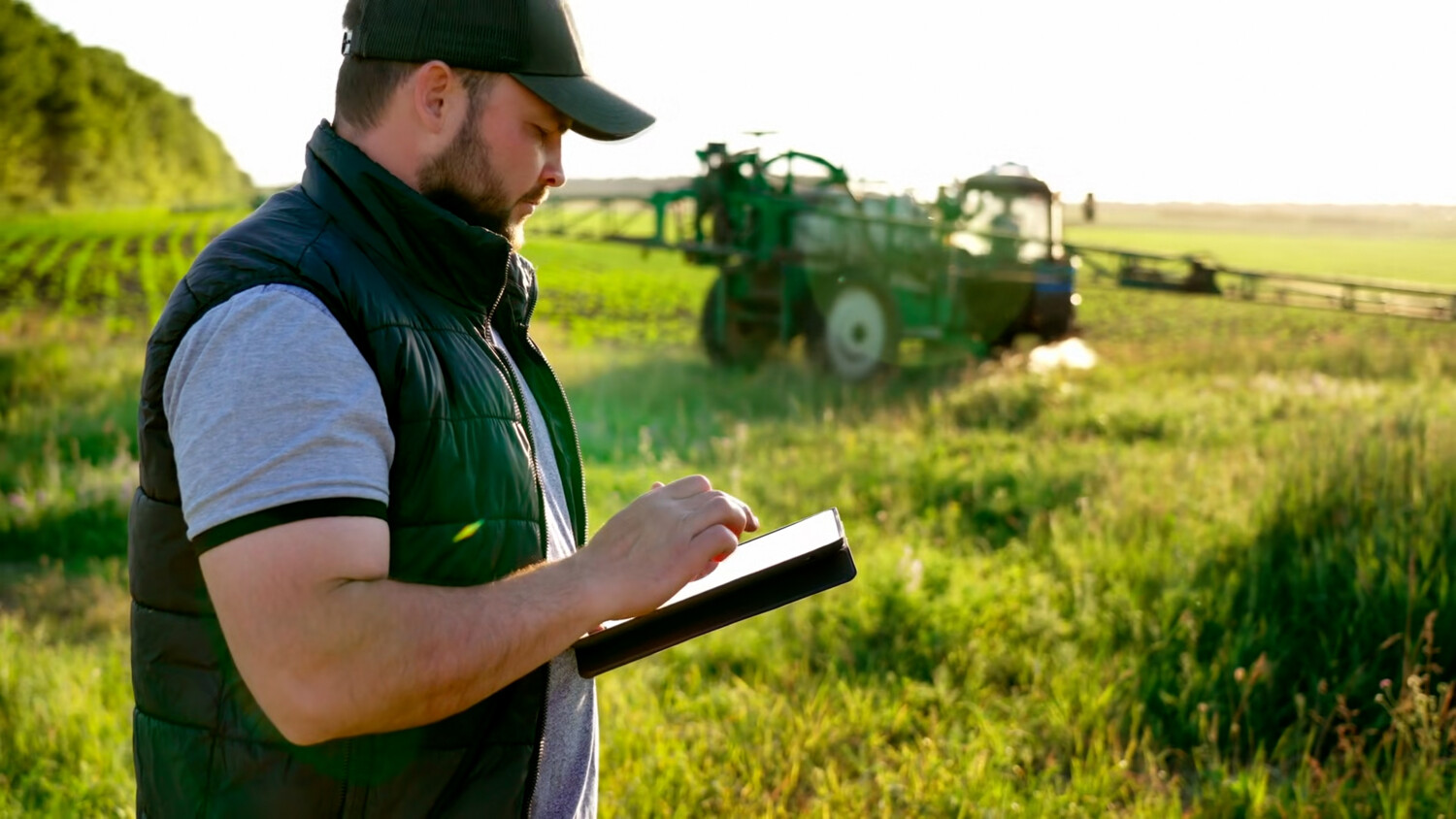 farmer using tablet on the field
