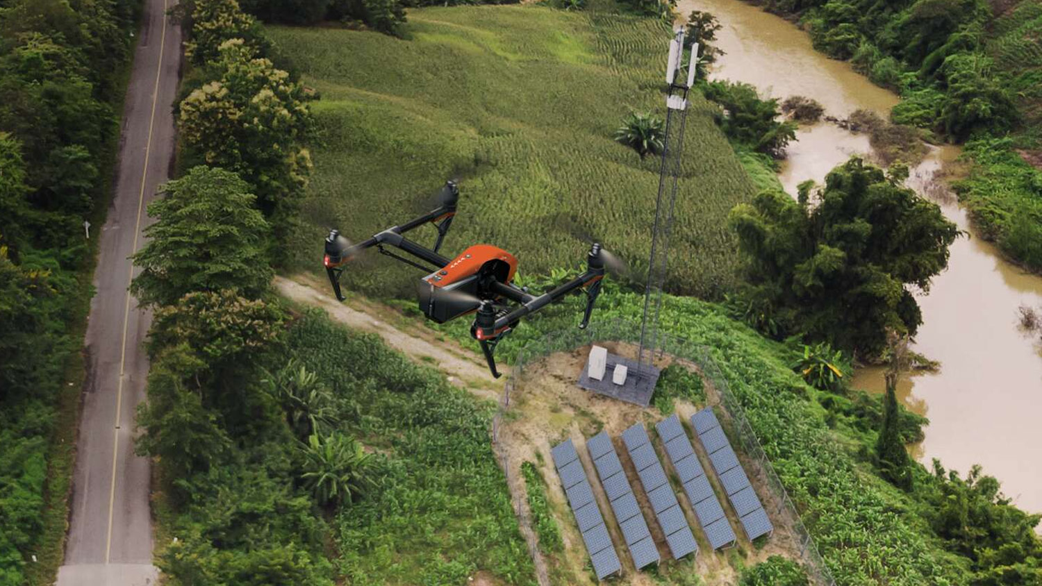 Video surveillance by drone Rural.