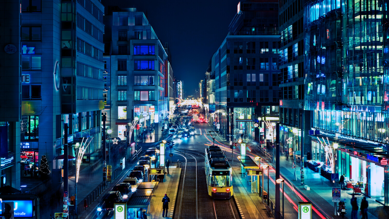 Night view of a city street