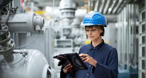 Woman in manufacturing plant