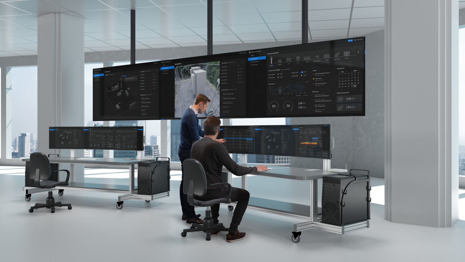 People working in NOC room light