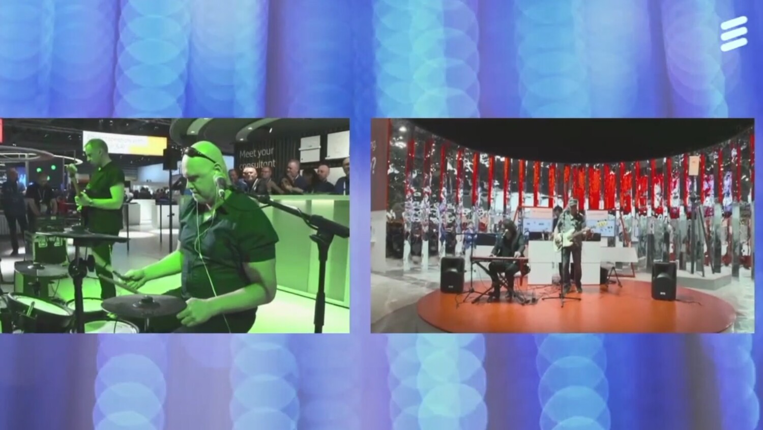 A live performance of musicians collaborating over 5G network at MWC 2019 in Barcelona.