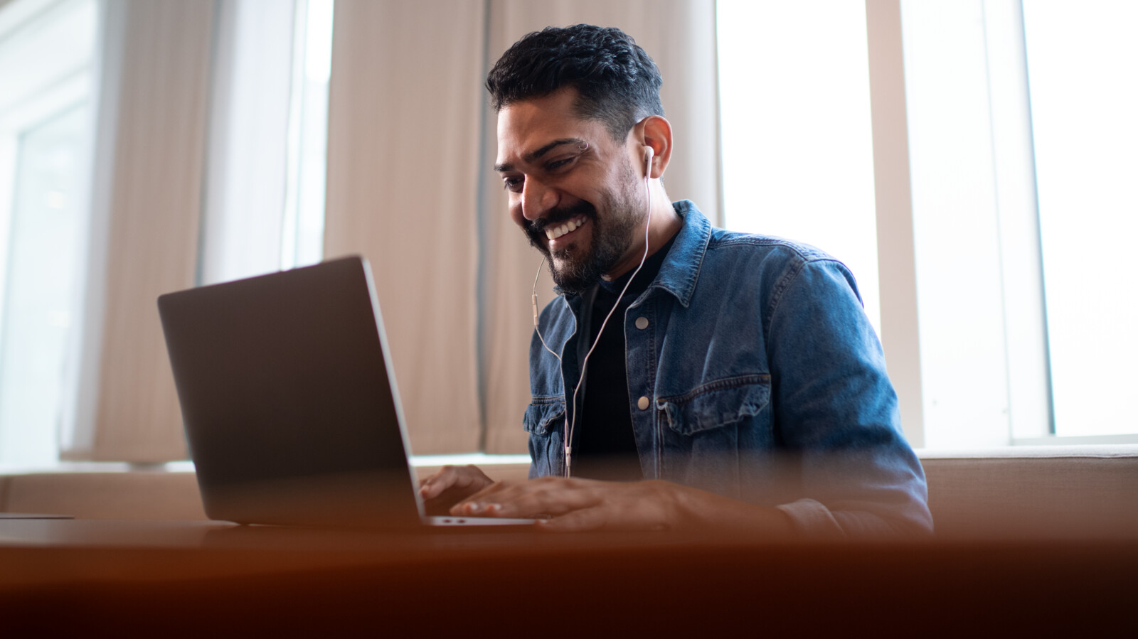 Young man working on laptop