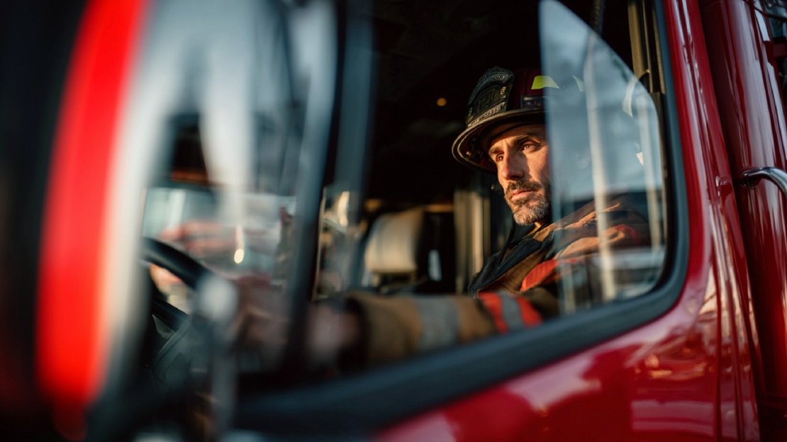 Fireman in car