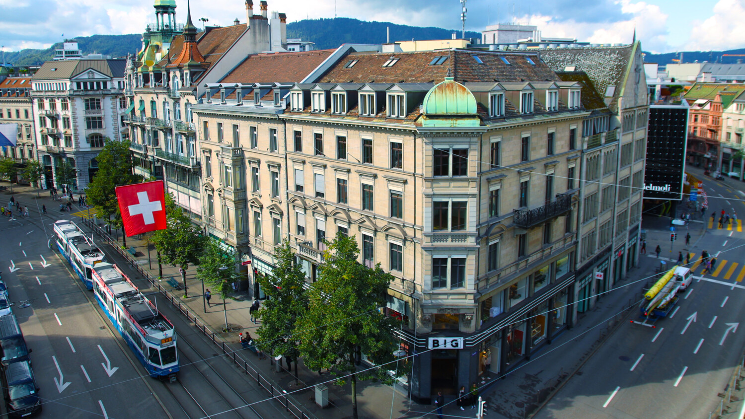 Street view of a building in Switzerland