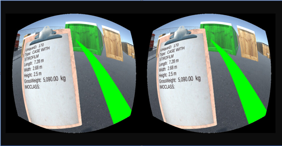 Un visore Oculus permette agli operatori portuali di visitare gli ambienti di stoccaggio virtuali nel gemello digitale