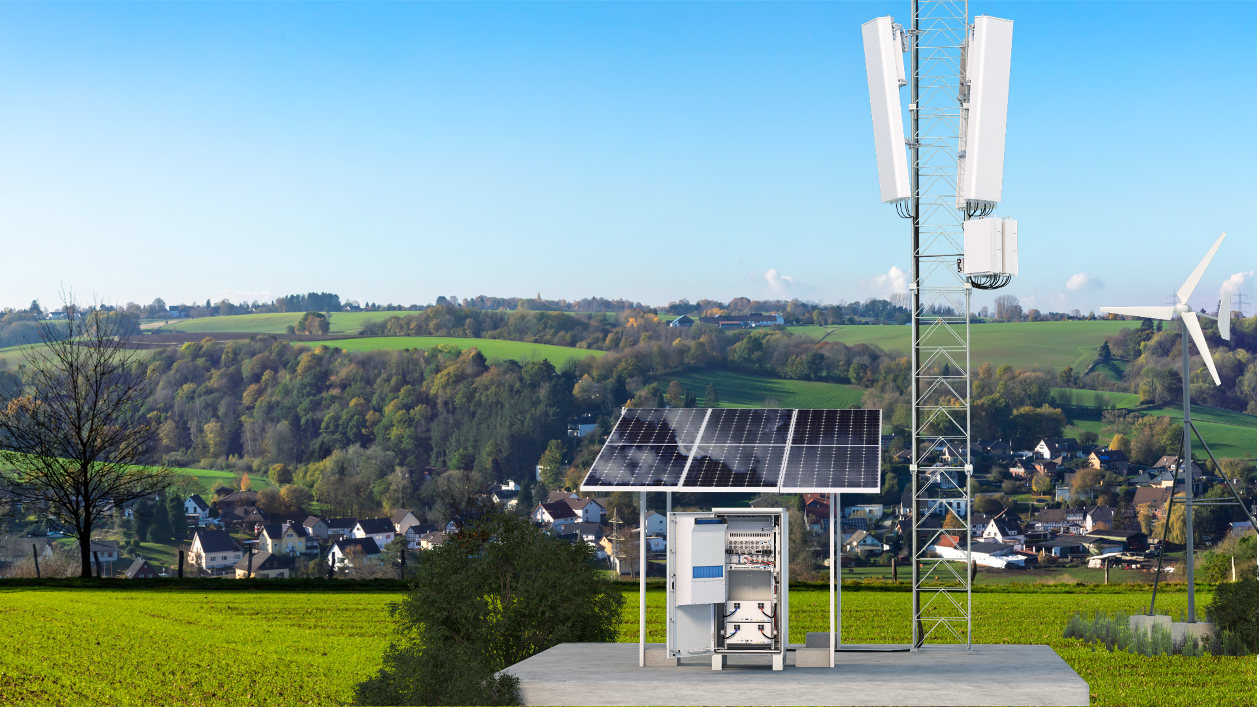 Smart solar hybrid in rural site.