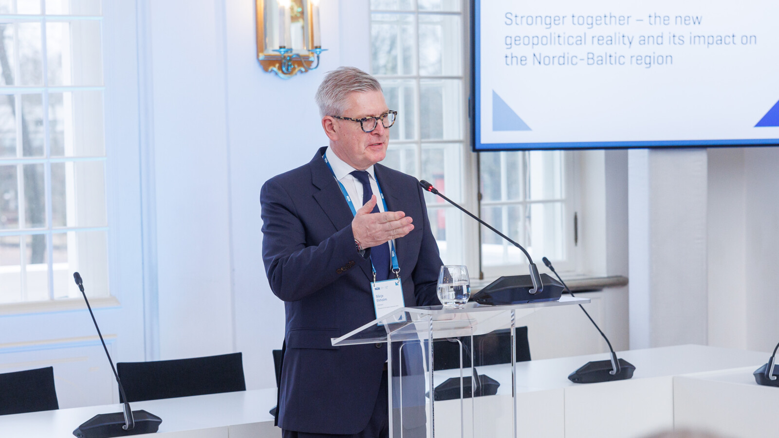 Ericsson President and CEO, Börje Ekholm, addresses a Nordic Investment Bank (NIB) seminar  in Tallinn, Estonia.