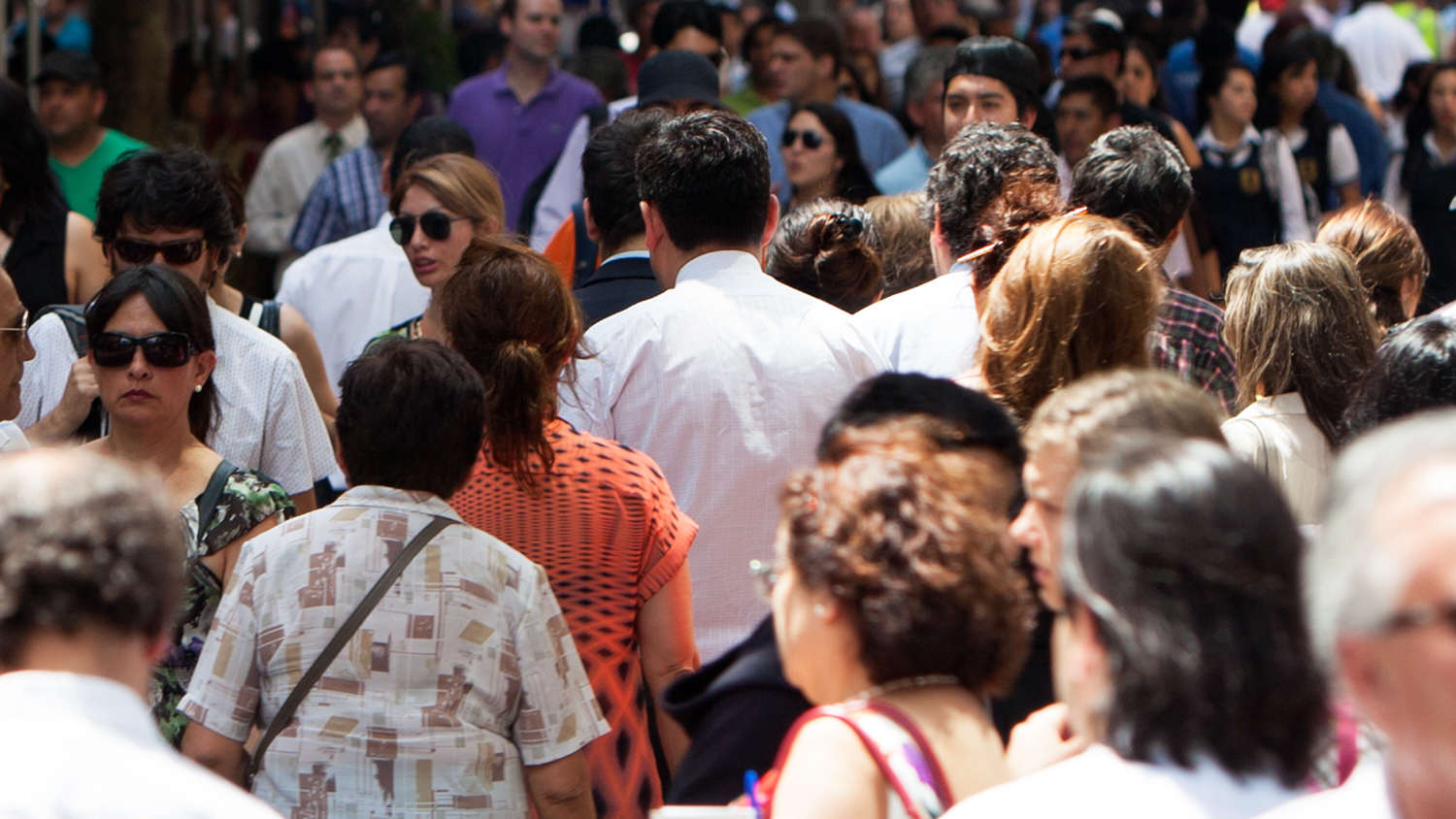 People in a crowded street.
