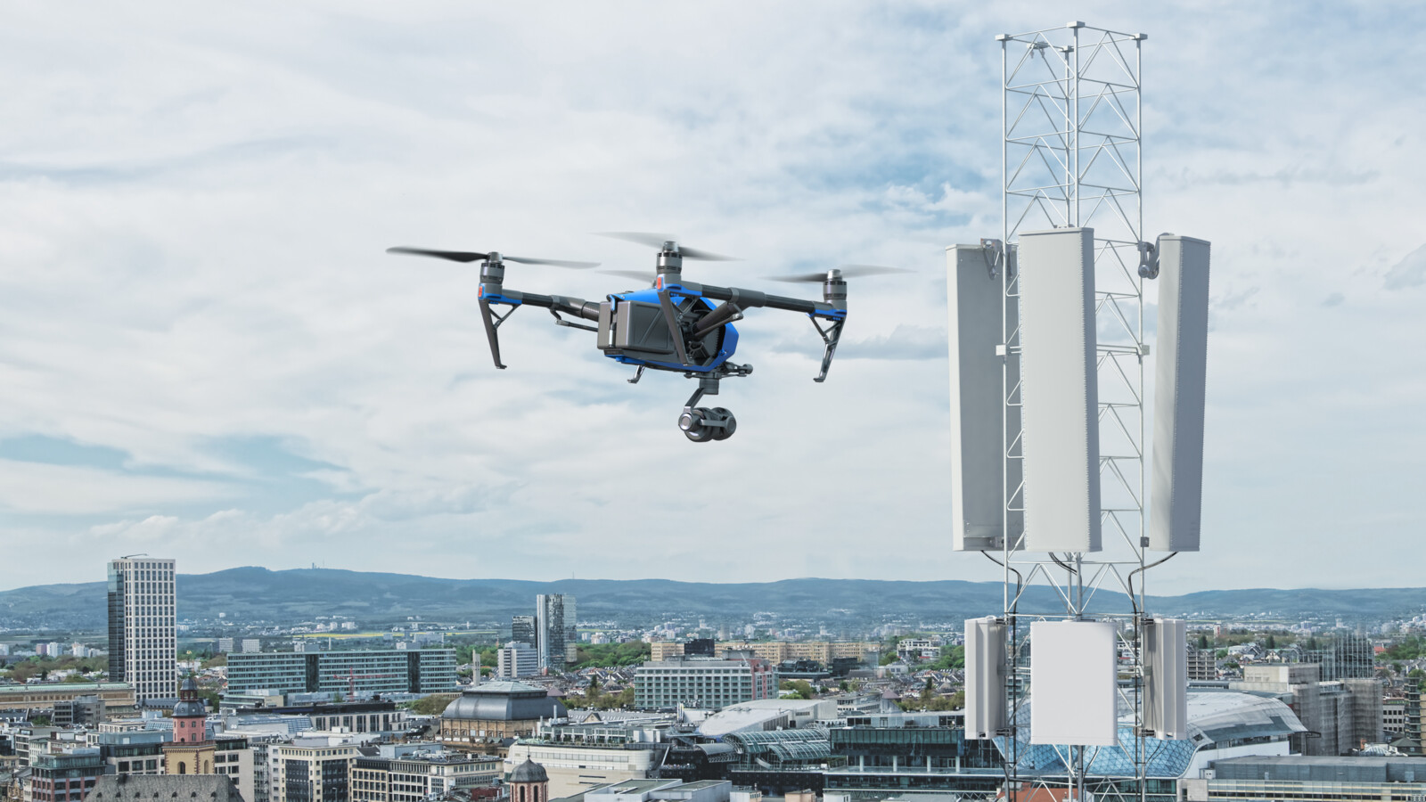 Video surveillance by drone city