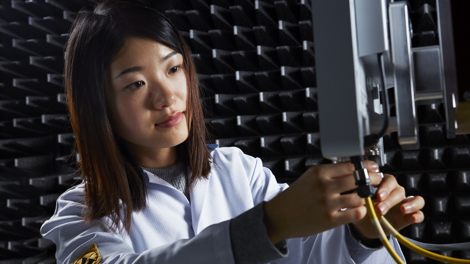 Woman in a test lab.