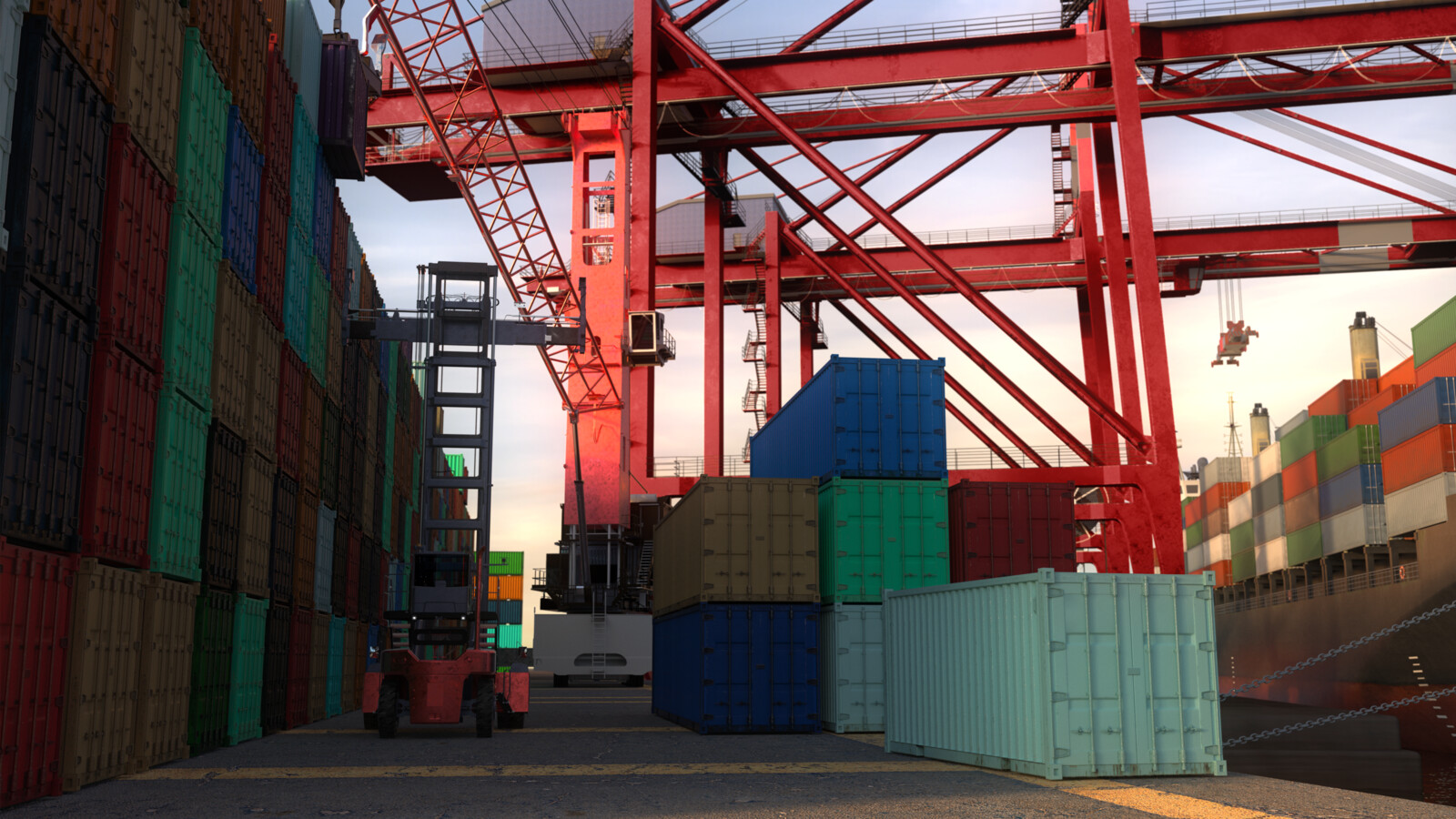 Stacked containers.