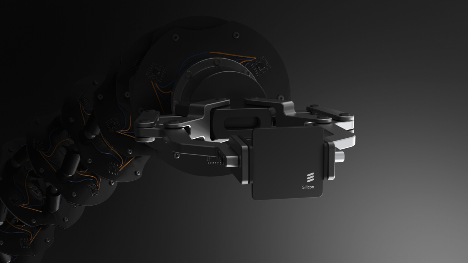 Ericsson Silicon depicted with a robot arm. 
