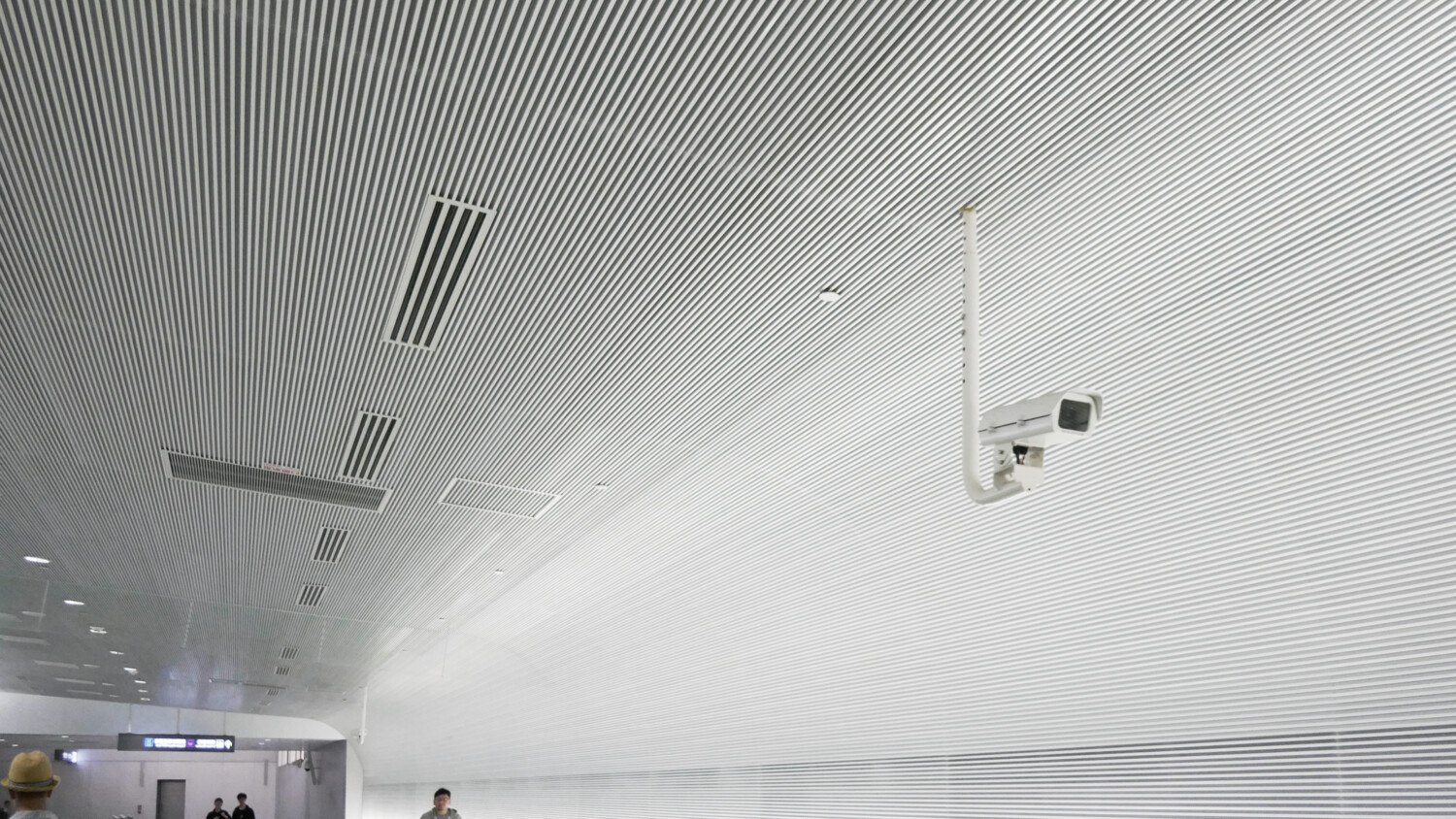 Video surveillance camera in public space.